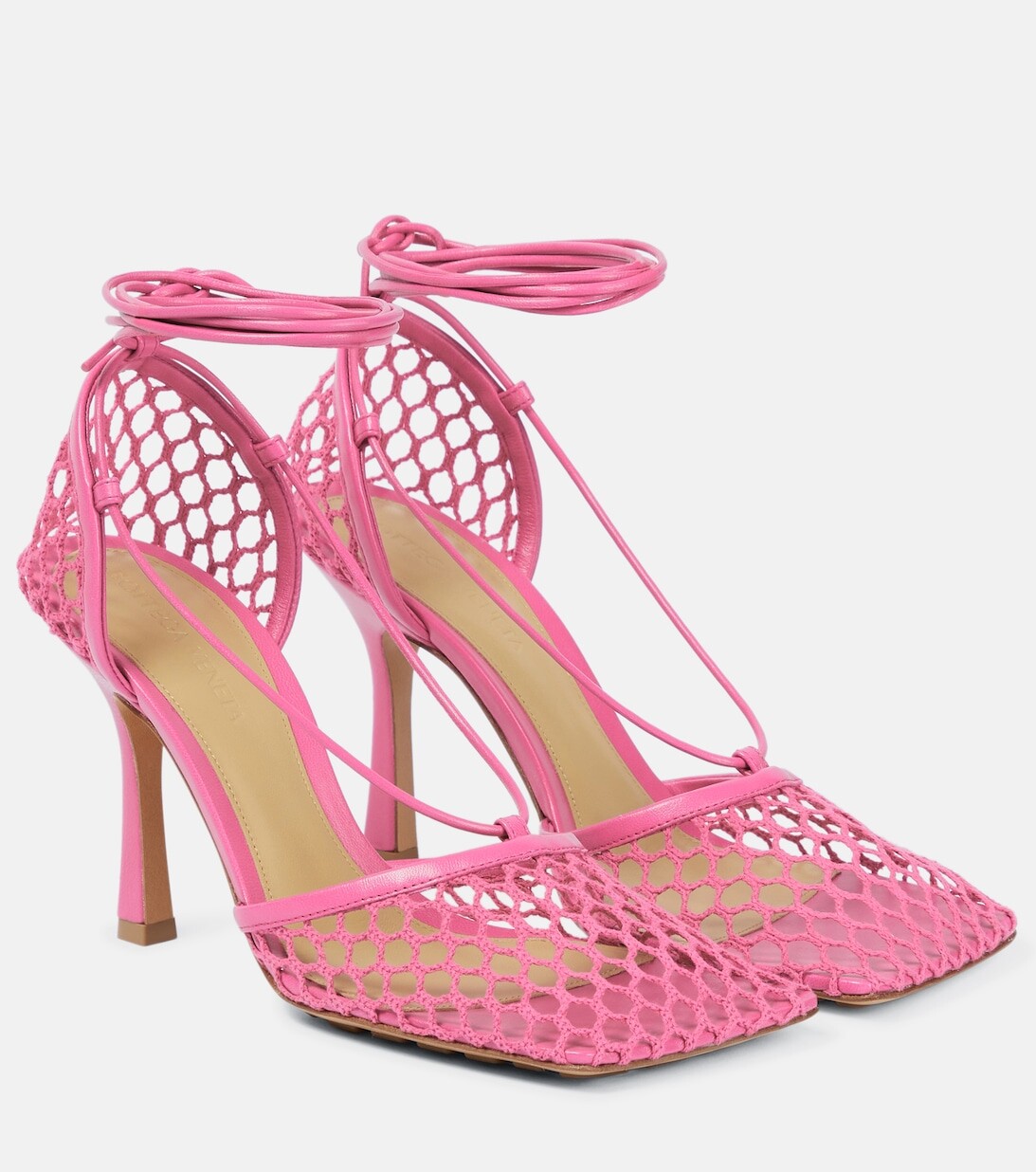 

Сандалии с отделкой из эластичной кожи Bottega Veneta, розовый
