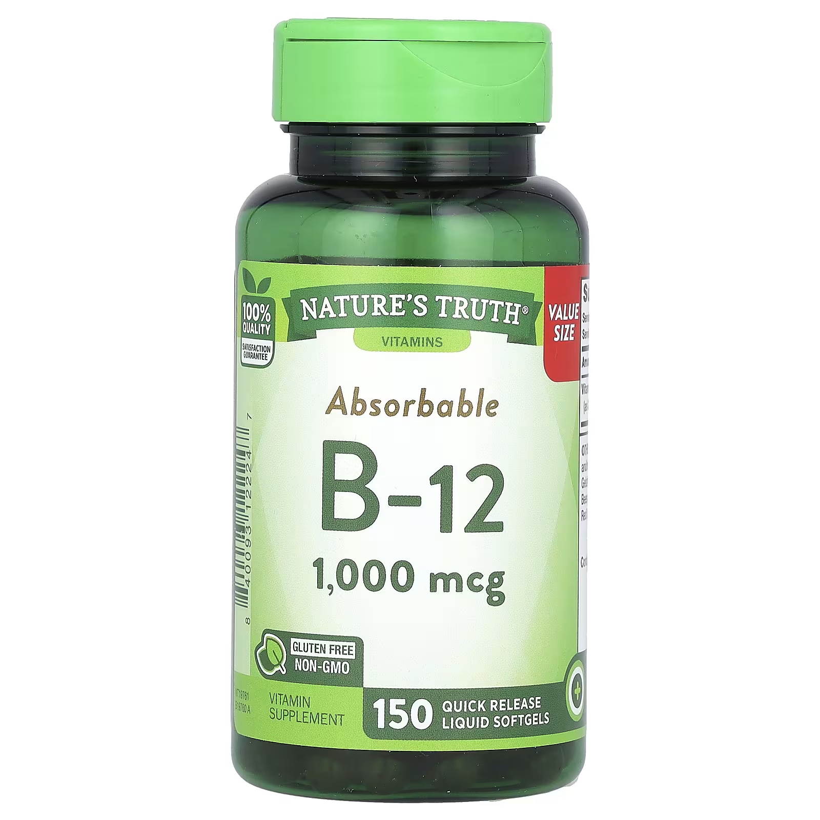 Витаминная добавка Nature's Truth Absorbable B-12, 150 жидких таблеток авз косточка иммуновит для собак добавка минерально витаминная 100 таблеток