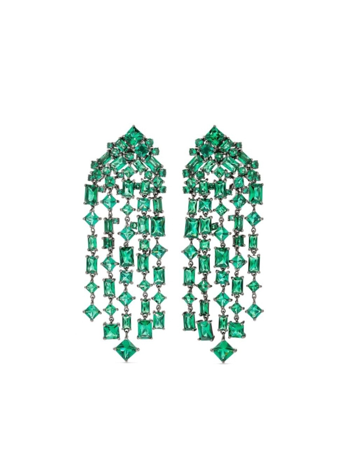 

Серьги Cascade из белого золота с изумрудами Anabela Chan, зеленый