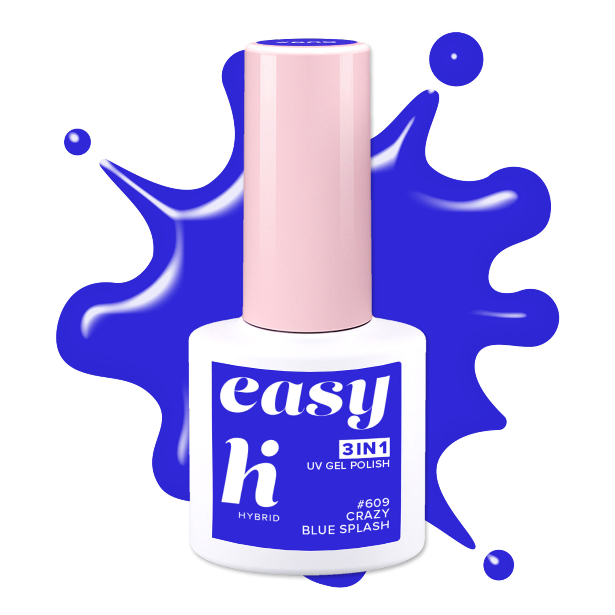 Гибридный лак для ногтей 609 crazy blue splash Hi Hybrid Easy 3W1, 5 мл
