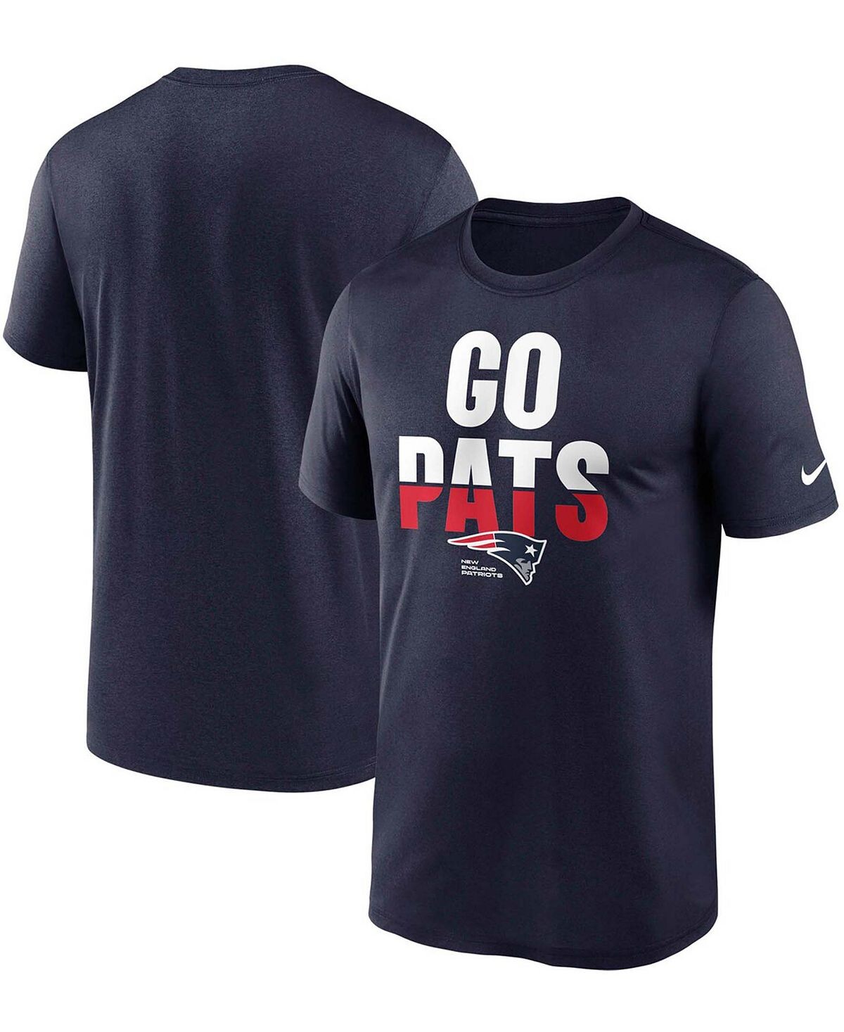 

Мужская темно-синяя футболка New England Patriots Legend Local Phrase Performance Nike, Синий