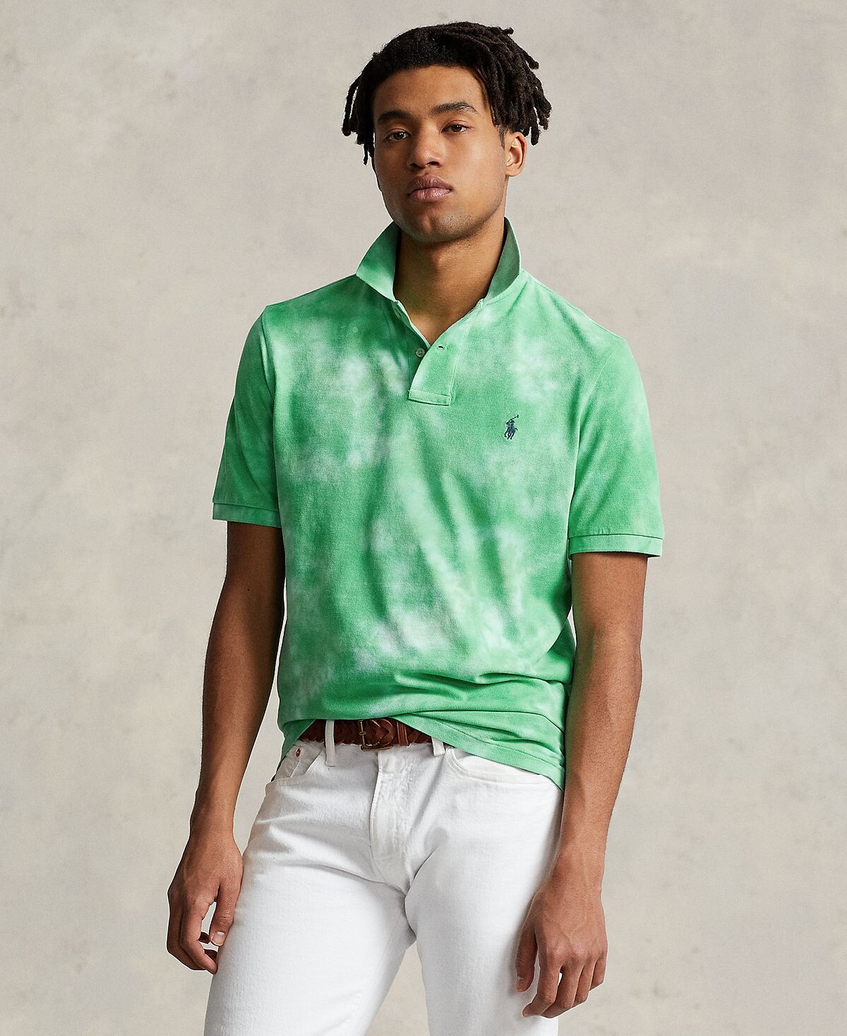 

Мужская рубашка-поло классического кроя в сетку тай-дай Polo Ralph Lauren