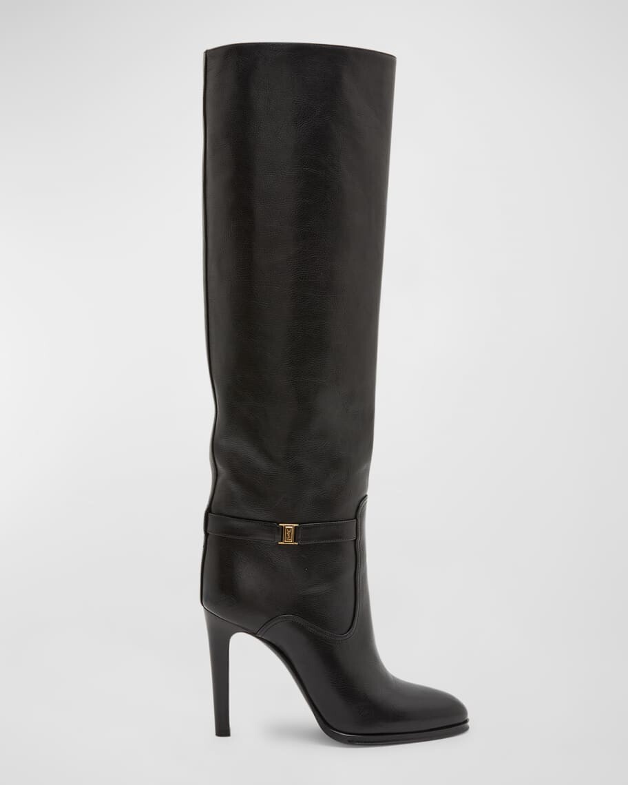 

Кожаные сапоги до колен с пряжкой Diane Saint Laurent