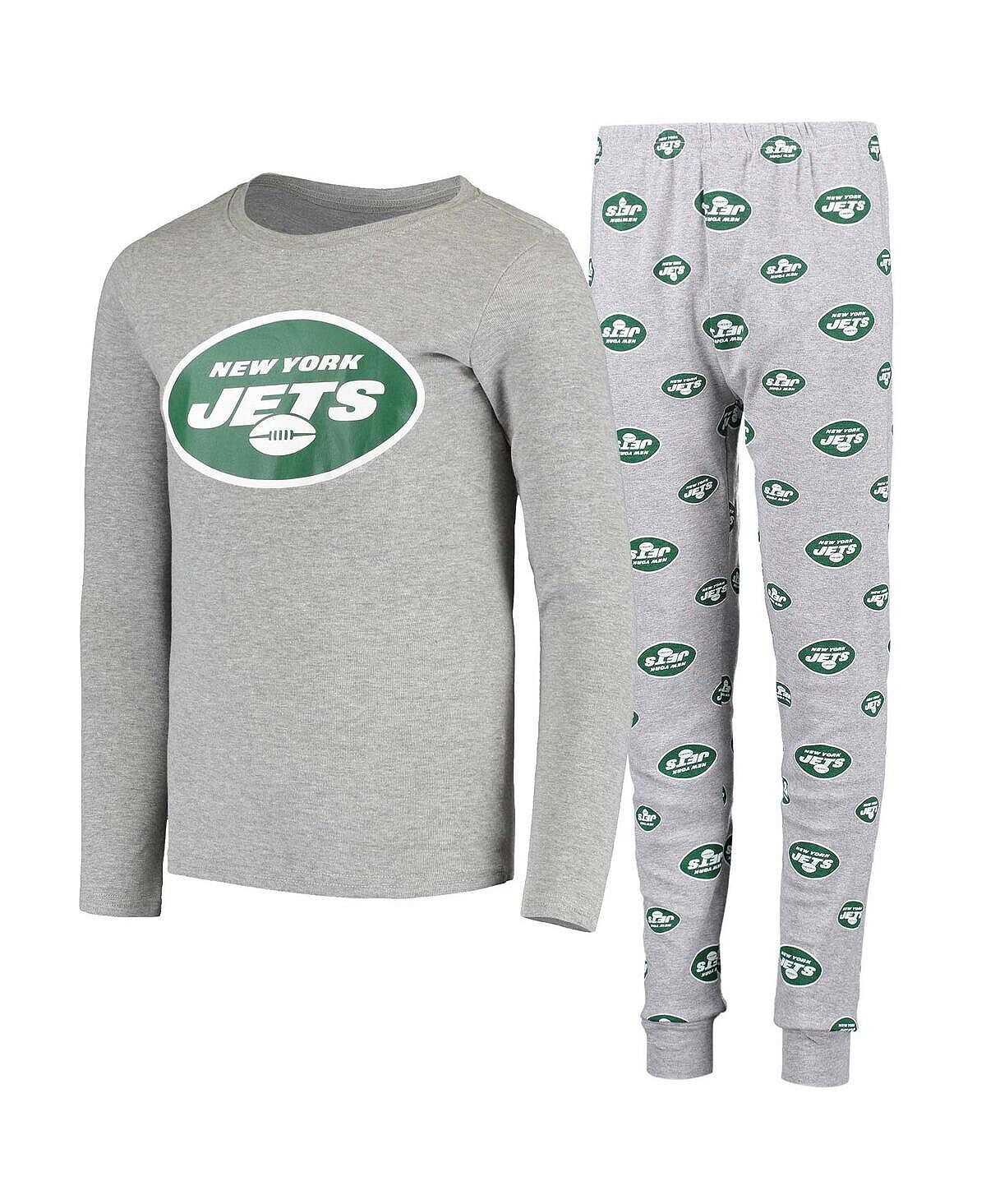 

Серый комплект для сна с футболкой и брюками с длинными рукавами Big Boys New York Jets Outerstuff
