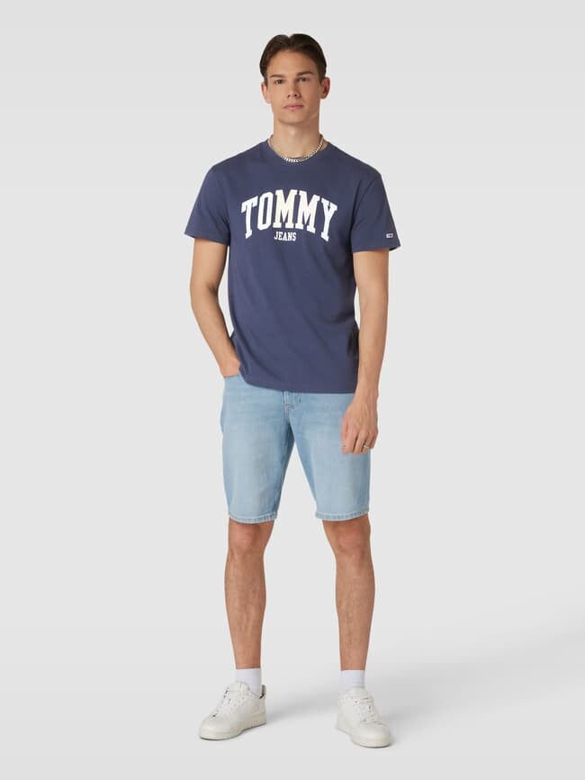 

Футболка из чистого хлопка с принтом этикетки модели «COLLEGE POP» Tommy Jeans, темно-синий