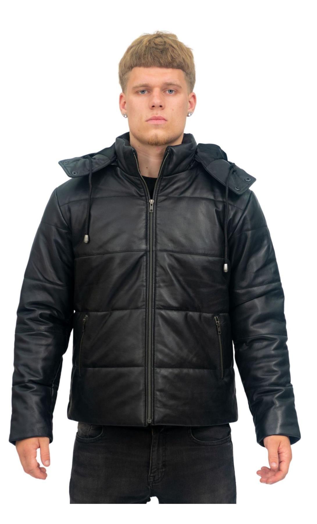 Кожаный бомбер-пуховик-Аугсбург Infinity Leather, черный стеганая утепленная куртка с капюшоном