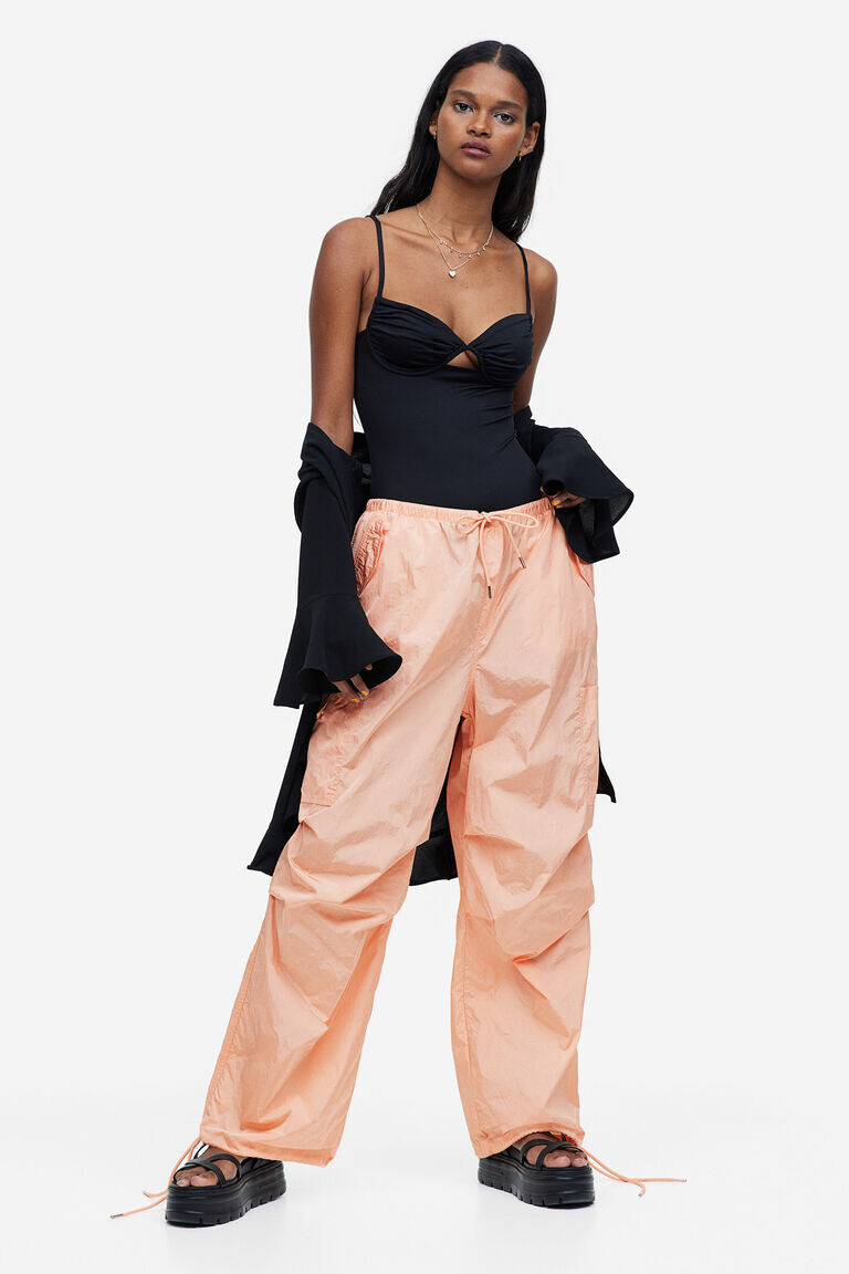 

Нейлоновые брюки-парашюты H&M, оранжевый