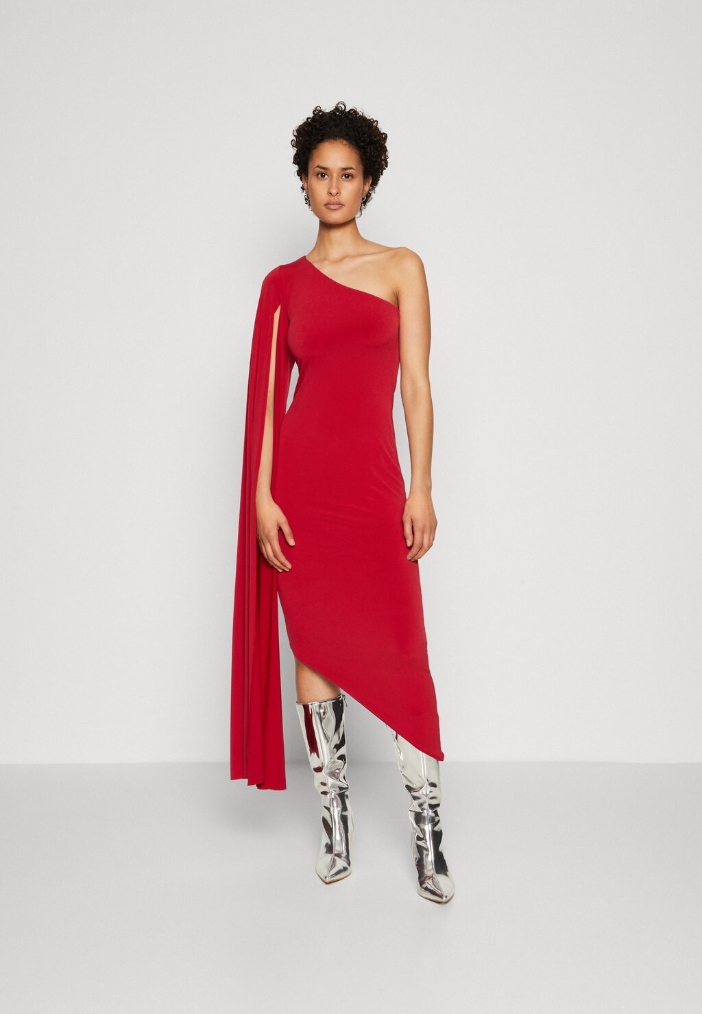 

Платье из джерси Perdi One Sleeve Midi WAL G., цвет wine
