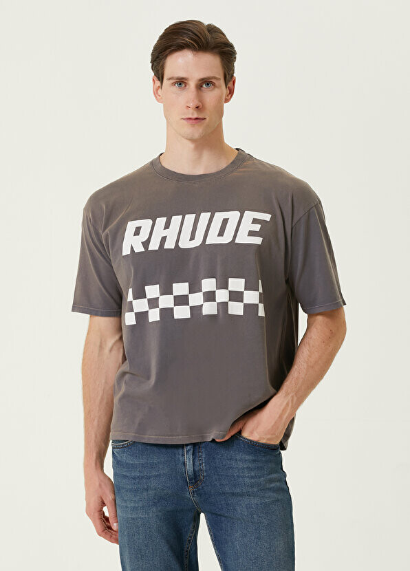

Темно-серая футболка с логотипом Rhude, Серый