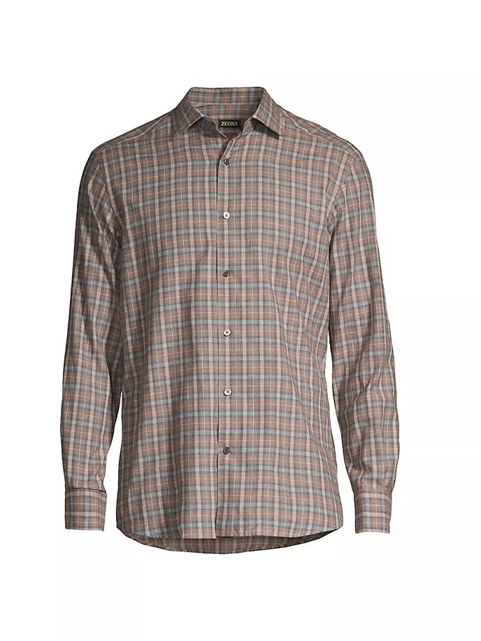 

Рубашка на пуговицах в клетку Zegna, цвет beige plaid