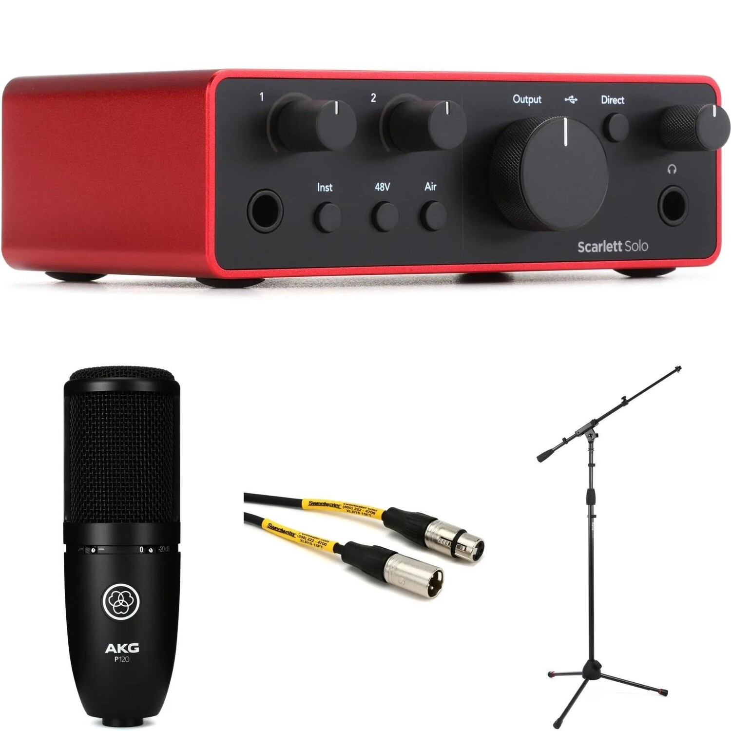 

Новый USB-аудиоинтерфейс Focusrite Scarlett Solo 4-го поколения и комплект для записи AKG P120