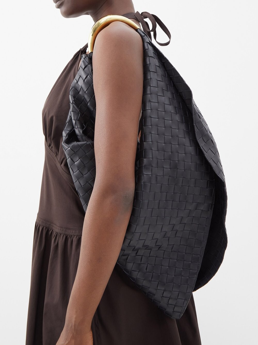 

Кожаная сумка через плечо foulard intrecciato Bottega Veneta, черный