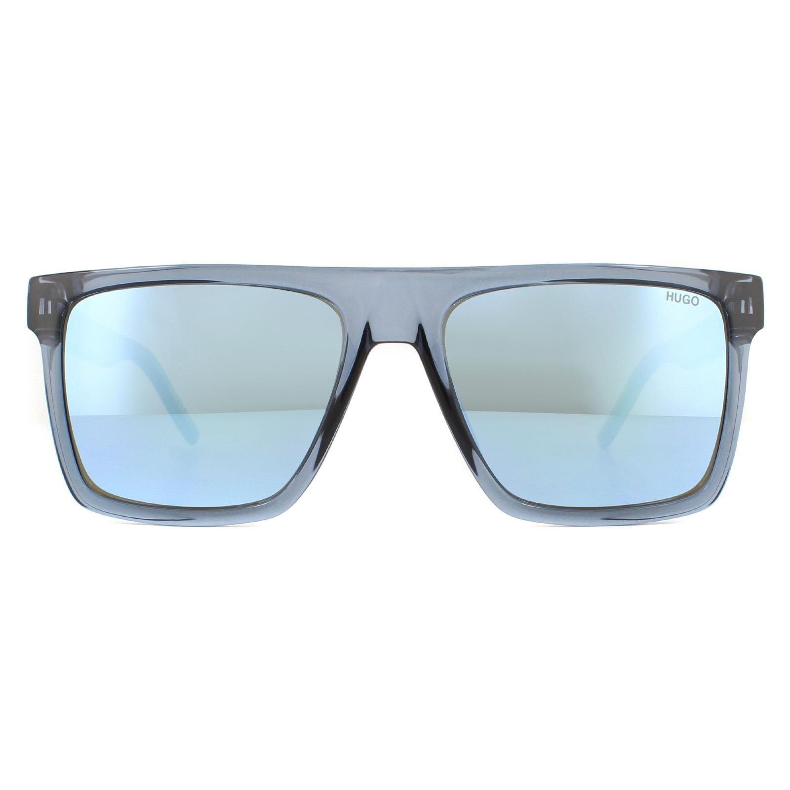 цена Квадратные кристально-синие синие зеркальные солнцезащитные очки HUGO, синий