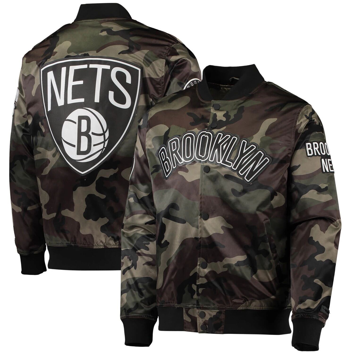 

Мужская атласная куртка с длинными кнопками Pro Standard Camo Brooklyn Nets