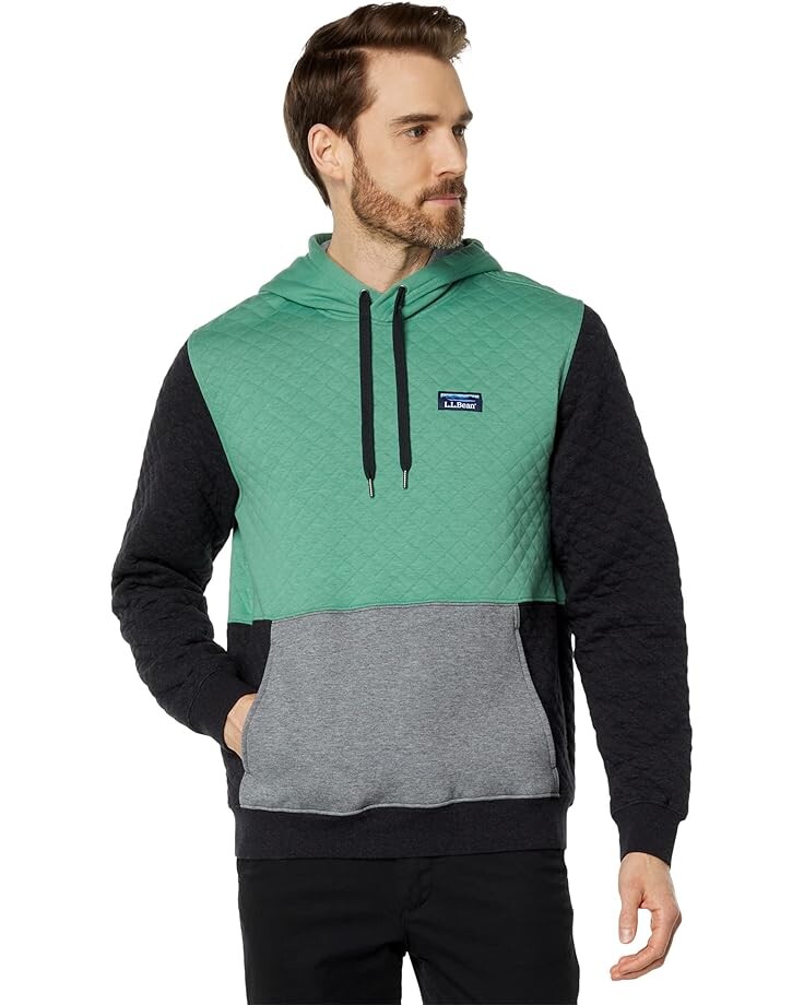 

Худи L.L.Bean Quilted Pullover Color-Block, цвет Dark Charcoal/Clover