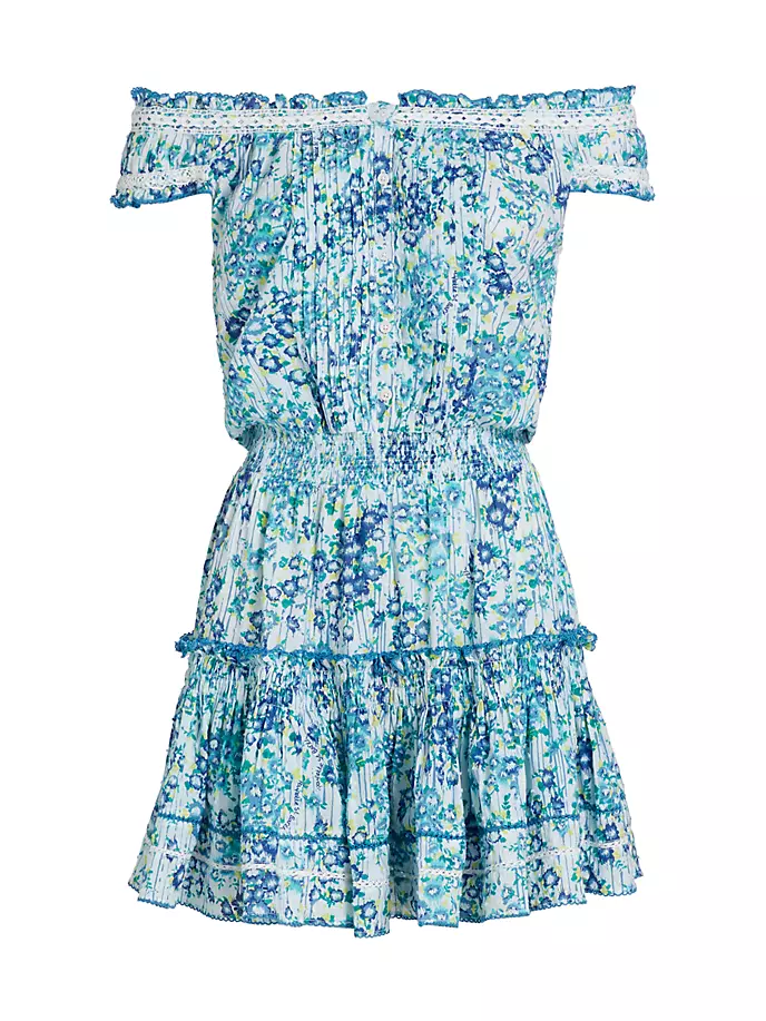 Мини-платье Alba с открытыми плечами Poupette St Barth, цвет blue aquarelle