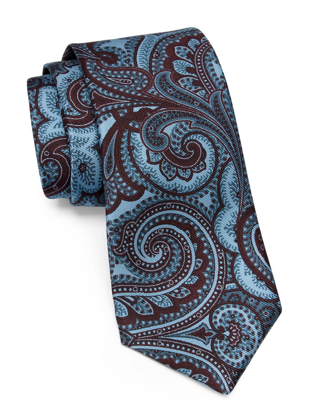 Шелковый галстук с узором пейсли Kiton, коричневый