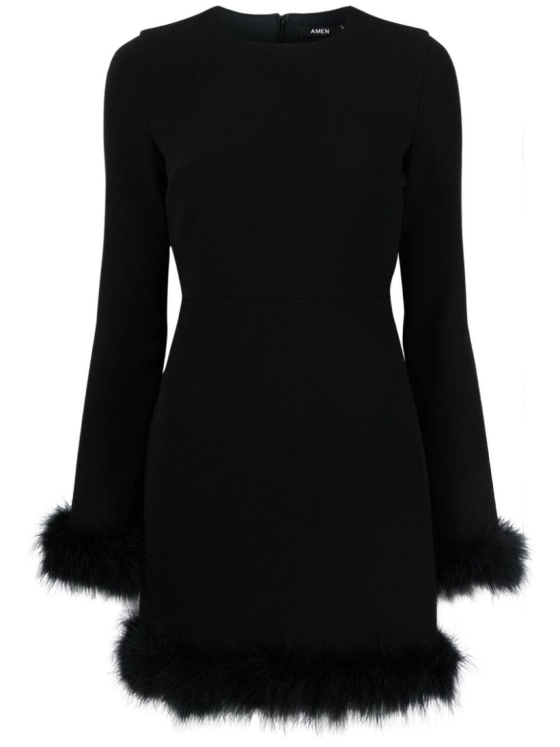

Amen feather-trim crepe minidress, черный