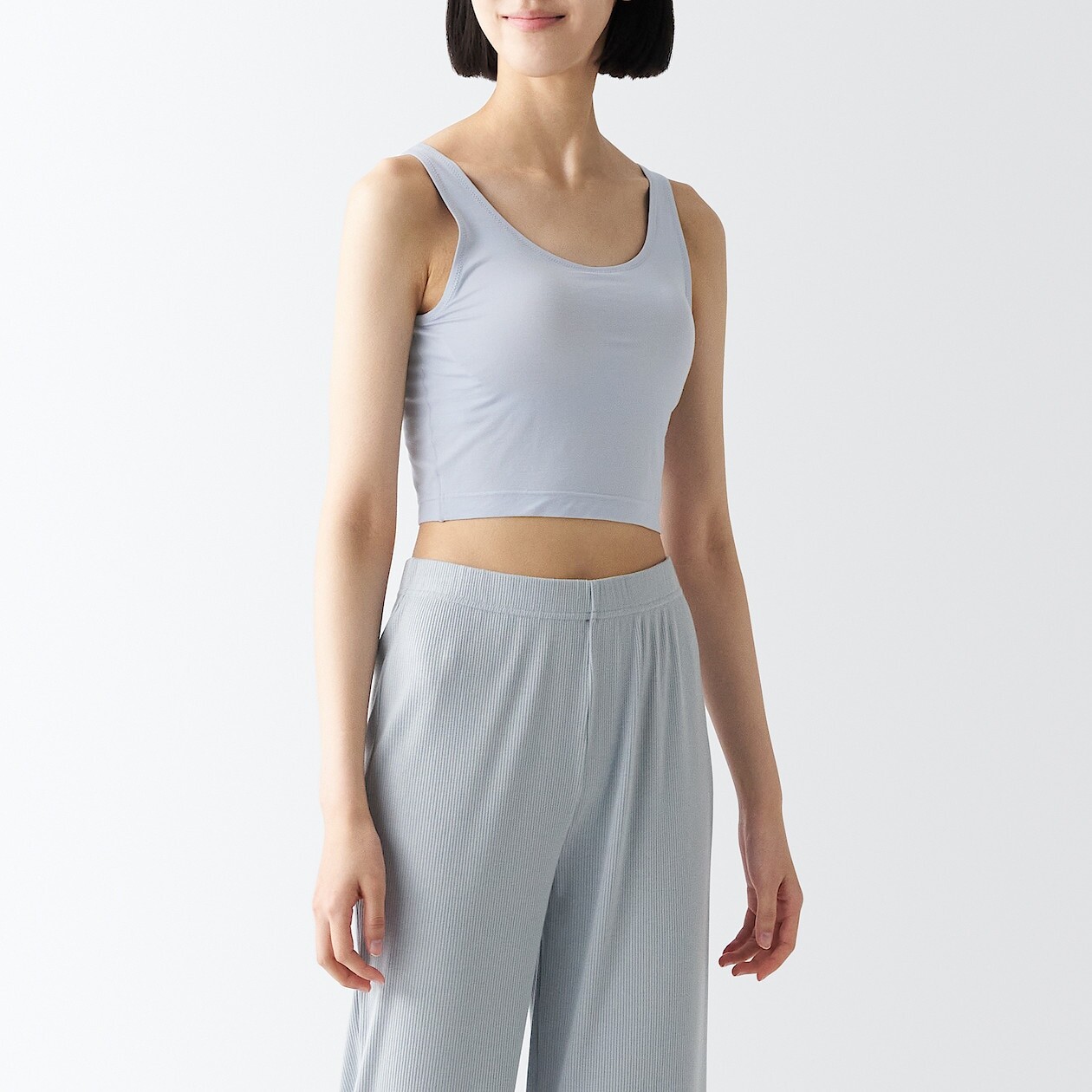 

Гладкая майка с бюстгальтером половинной длины MUJI, светло-синий
