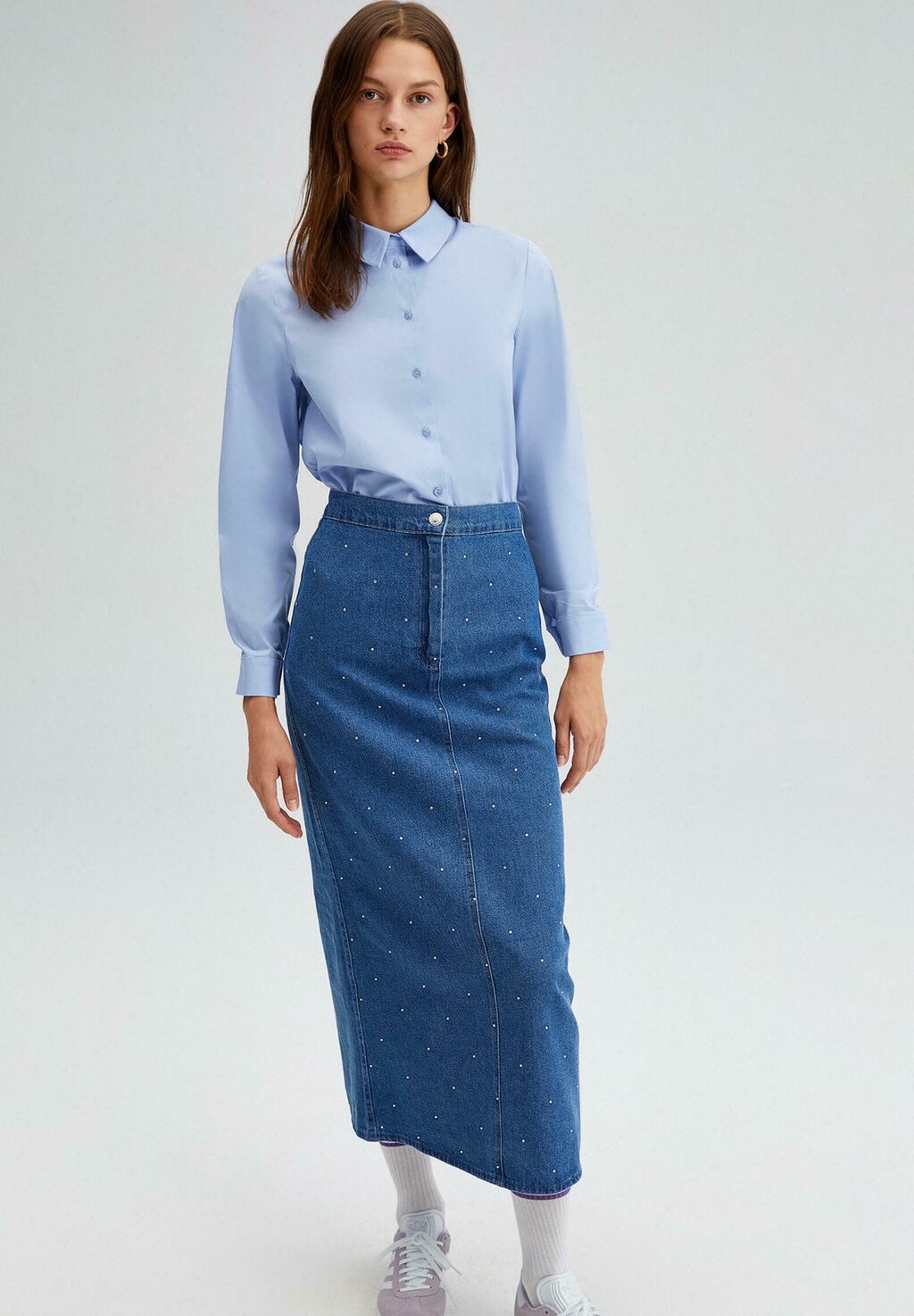 

Джинсовая юбка STONE DETAILED DENIM SKIRT Touché Privé, синий деним
