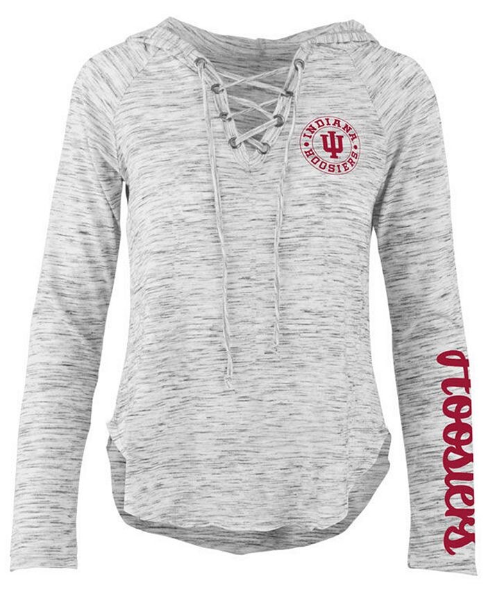 

Женская футболка Indiana Hoosiers Spacedye со шнуровкой и длинными рукавами Pressbox, серый