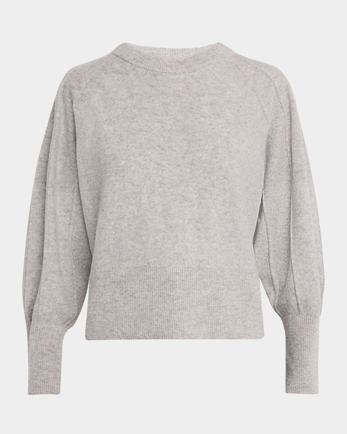 

Кашемировый шелковый свитер с круглым вырезом Neiman Marcus Cashmere Collection, цвет Heather Grey