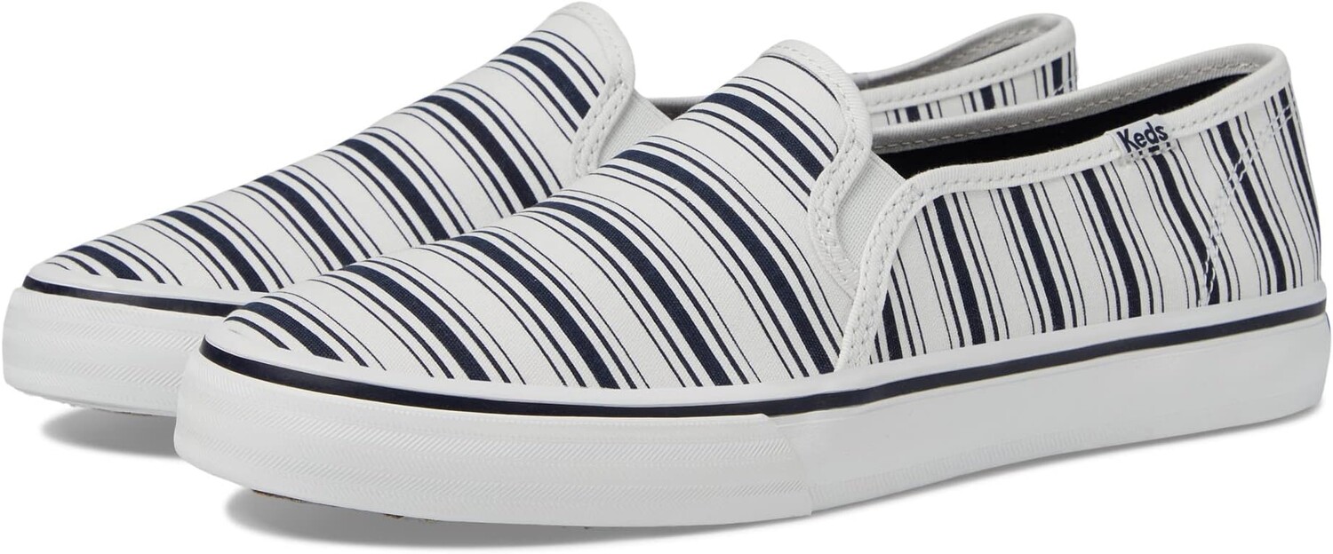 

Кроссовки Double Decker Slip On Keds, цвет White/Navy Stripe, Белый