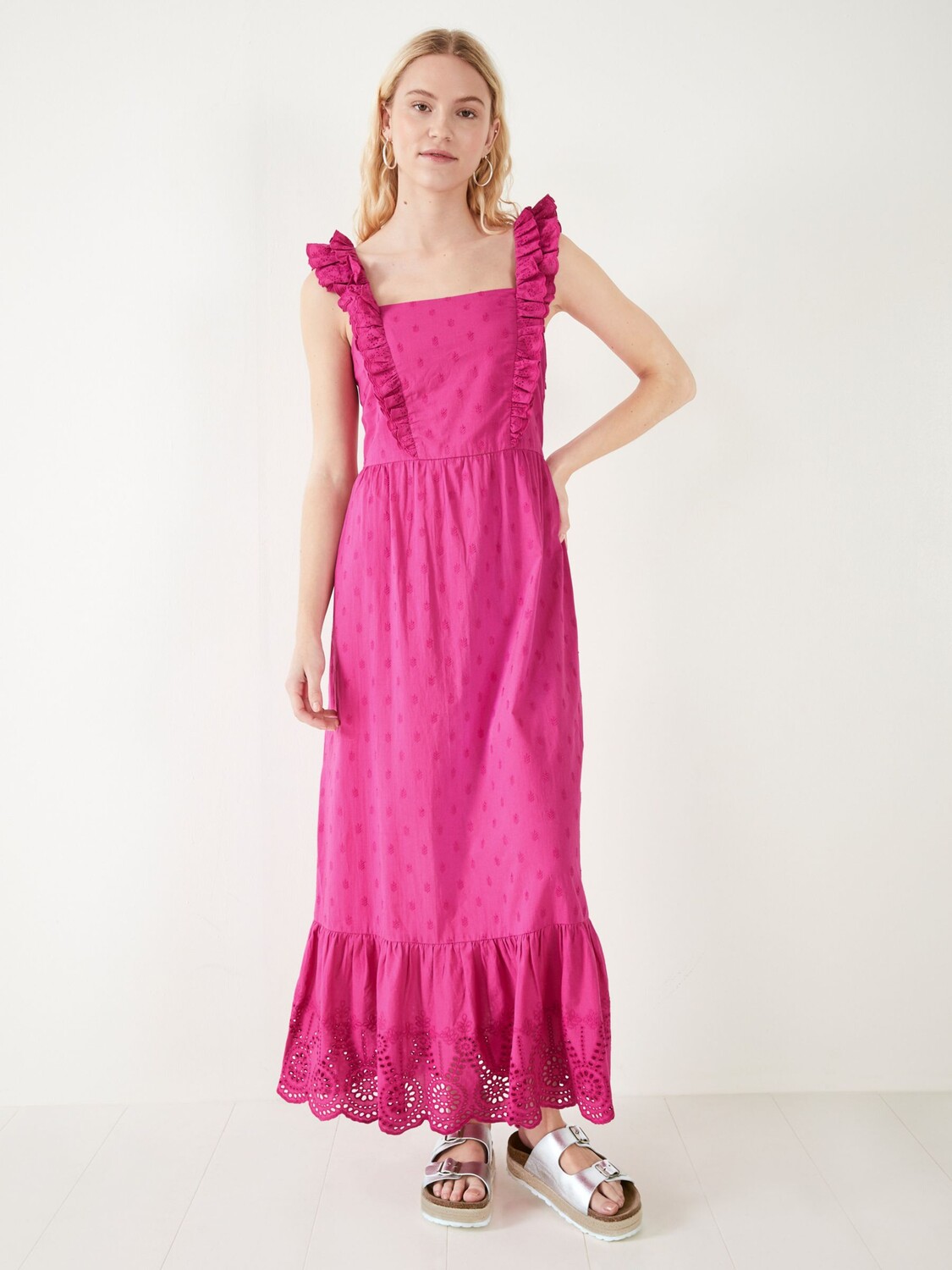 

hush Платье макси с деталями Alena Broderie, ярко-розовый