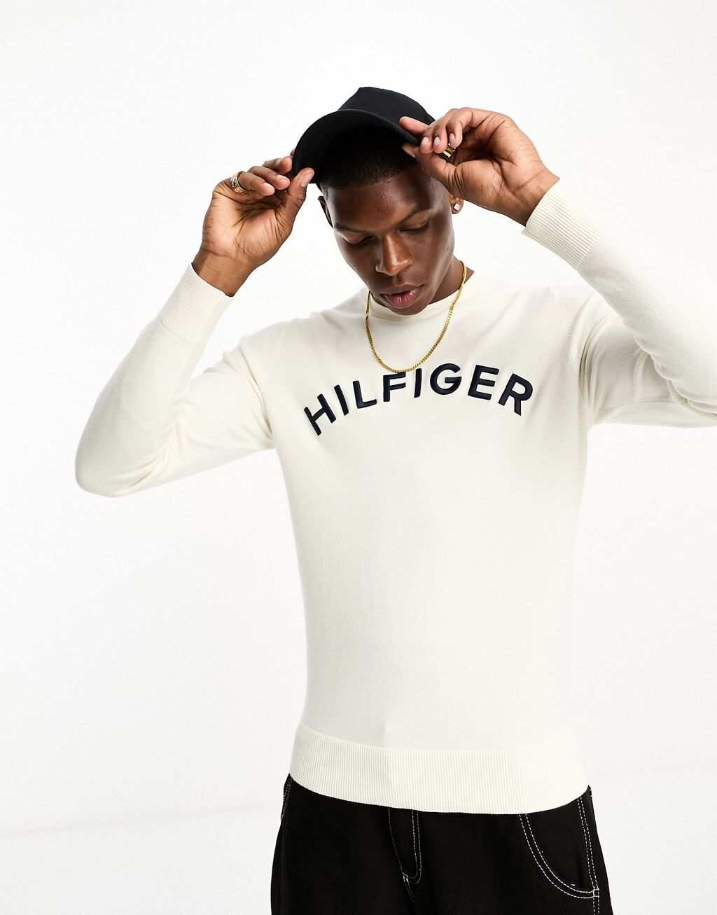 

Толстовка цвета слоновой кости с круглым вырезом и логотипом Tommy Hilfiger