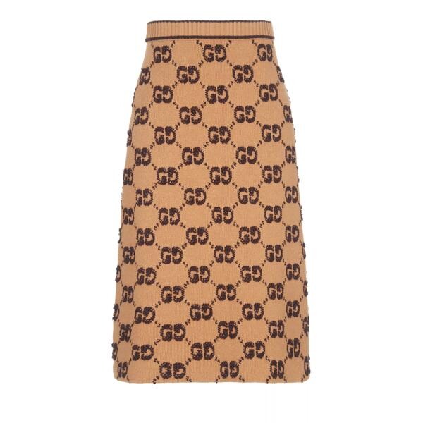 

Юбка soft wool gg 2668 camel/brown Gucci, коричневый
