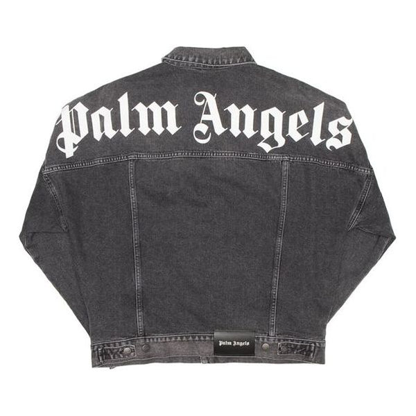 цена Куртка Men's PALM ANGELS Printed Logo Denim Jacket Back Alphabet logo Washed Black, серый