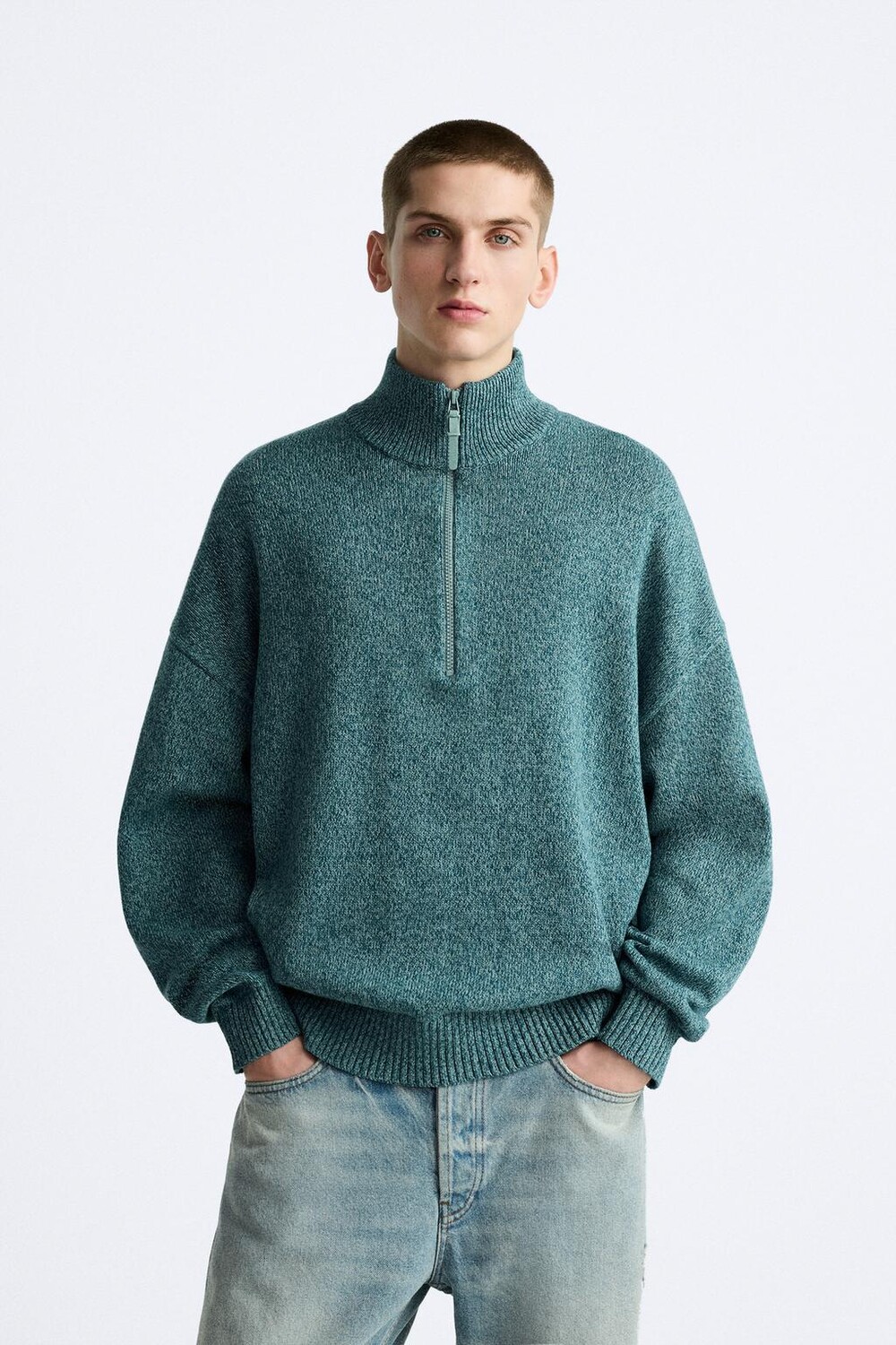 

Свитер на четверти молнии ZARA, синий