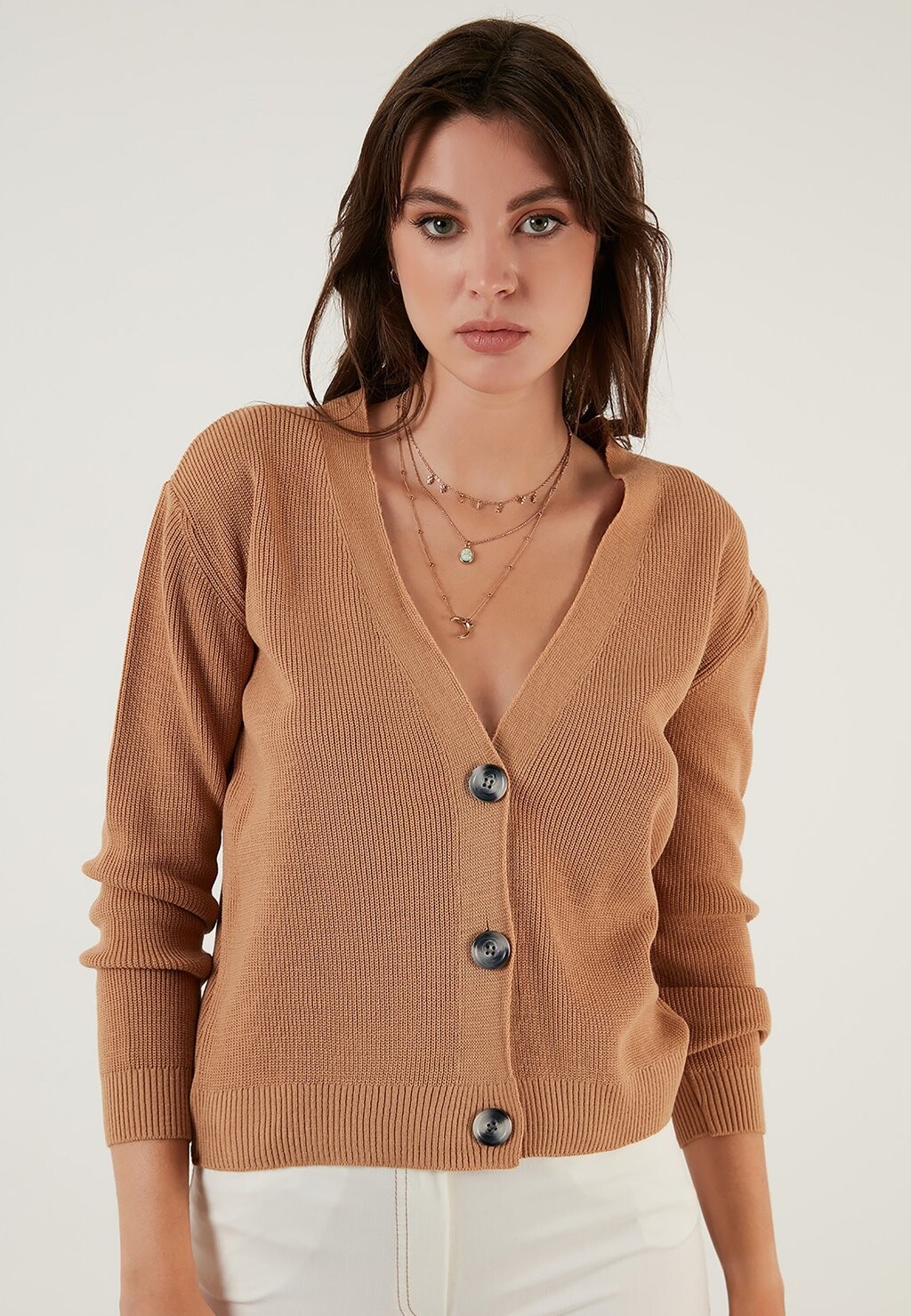 

Кардиган LELA Regular Fit, бежевый, Бежевый;коричневый
