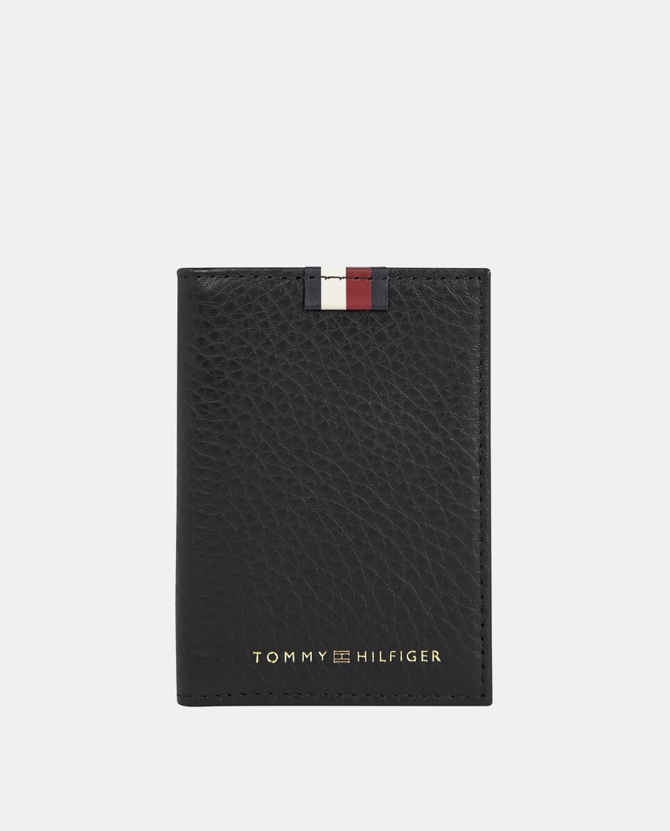 

Вертикальный черный кожаный кошелек с визитницей Tommy Hilfiger, черный