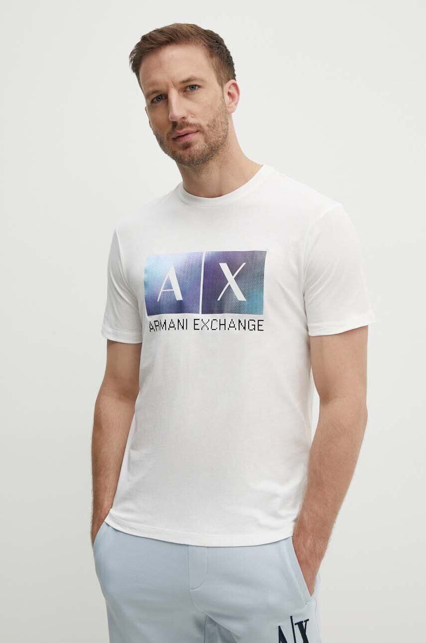 

Хлопковая футболка Armani Exchange, бежевый