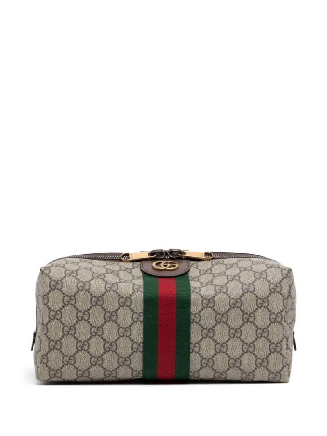 

Gucci Savoy Web-stripe wash bag, коричневый