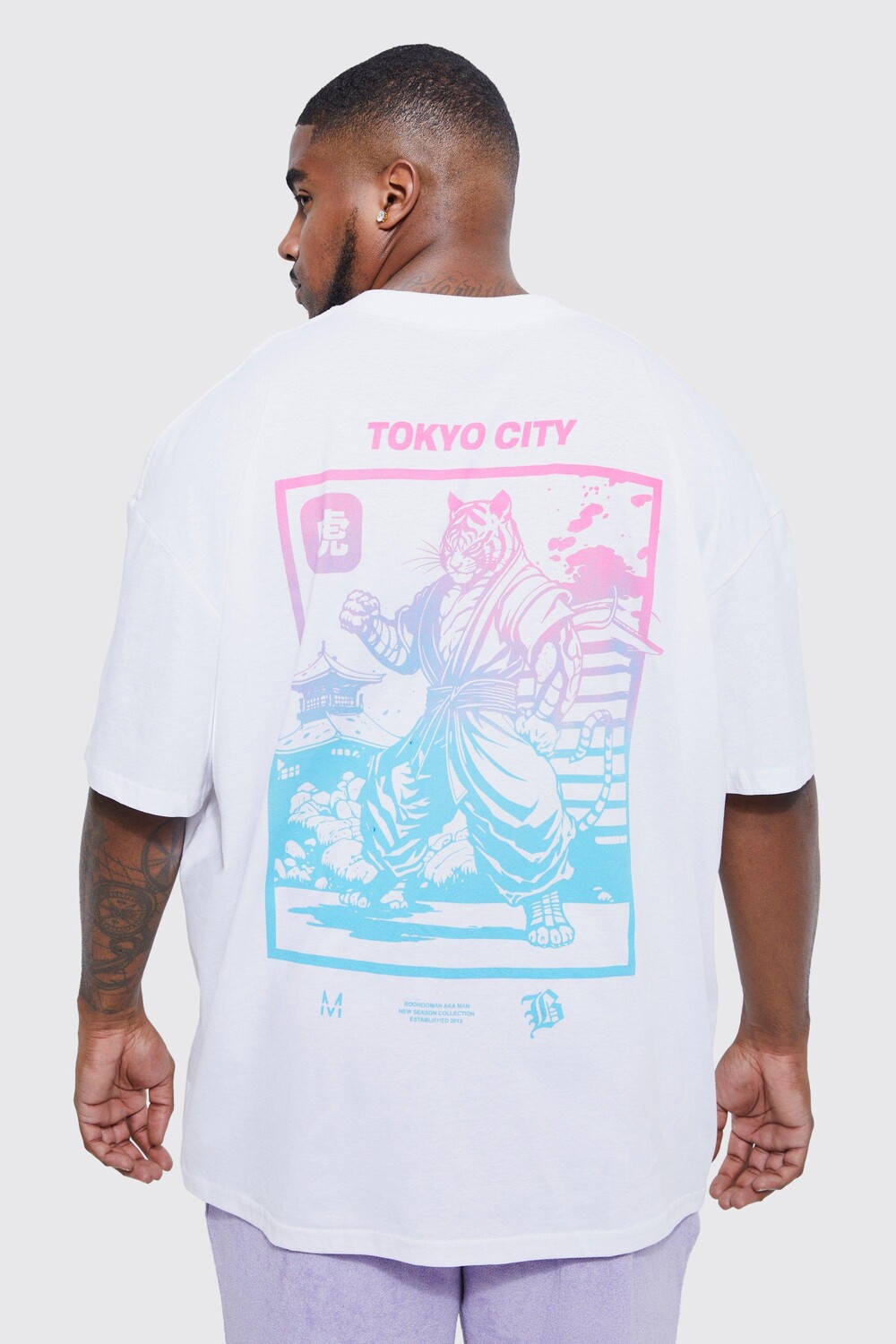 

Футболка tokyo с удлиненным шеи плюс оверсайз Boohoo, белый