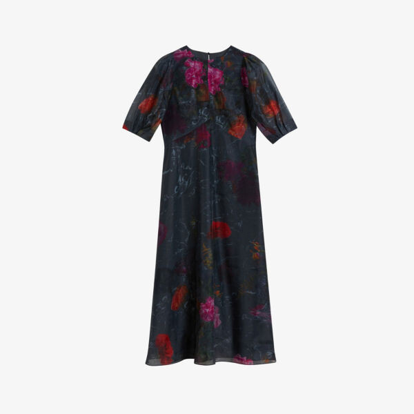 

Платье миди Mekayla ампирного силуэта с цветочным принтом Ted Baker, черный