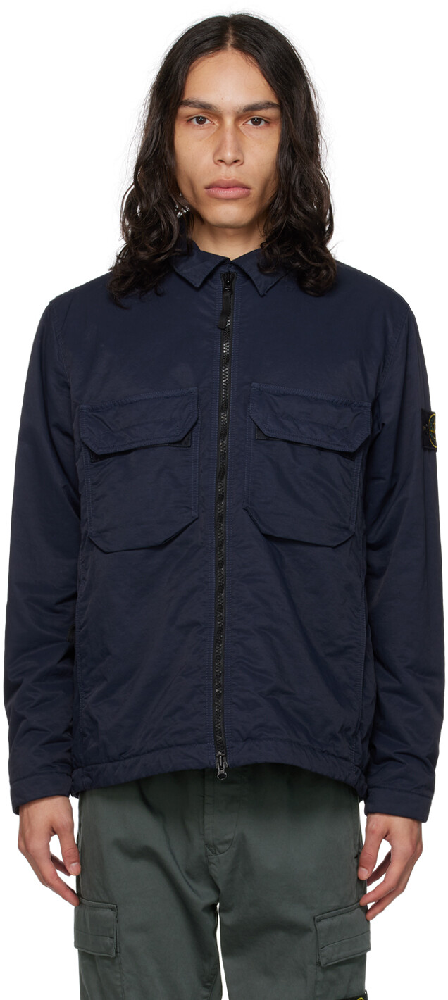 

Темно-синяя непрозрачная куртка Stone Island, Синий