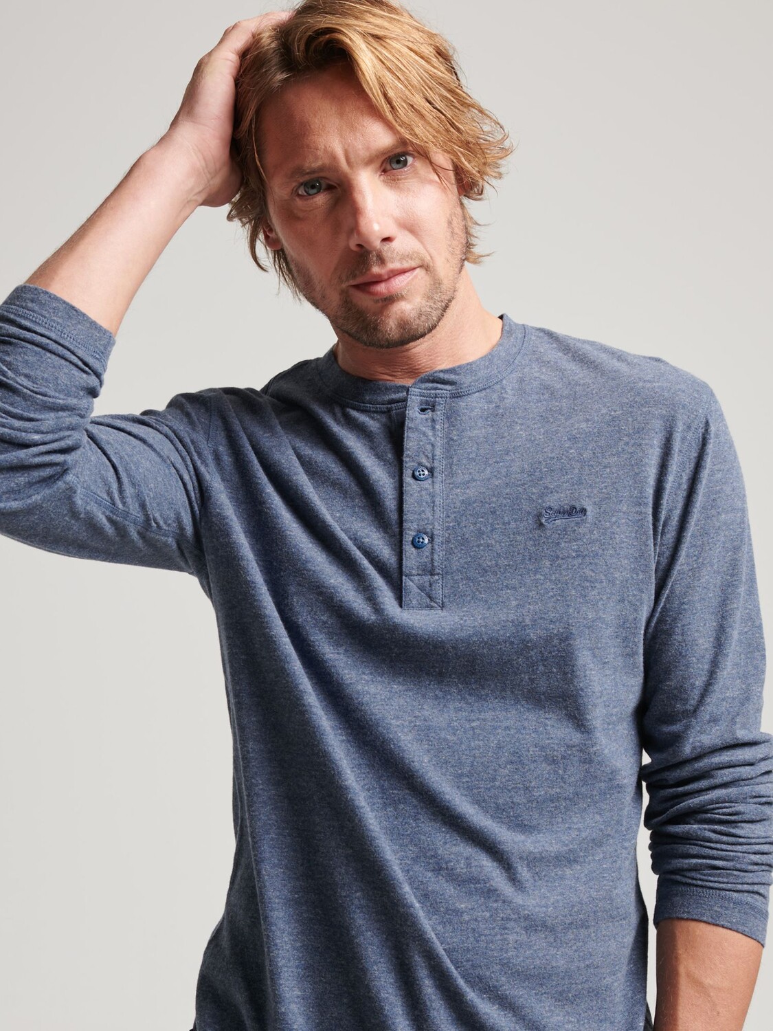 

Футболка с длинным рукавом Superdry из органического хлопка, темно-синяя, Синий