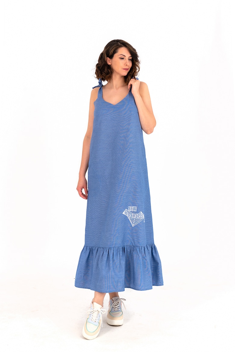 Свободное длинное платье с боковыми карманами Fold Your Mind, синий
