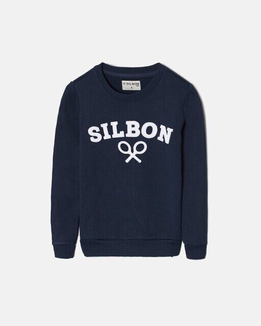 

Толстовка для мальчика с круглым вырезом и логотипом спереди Silbon, темно-синий