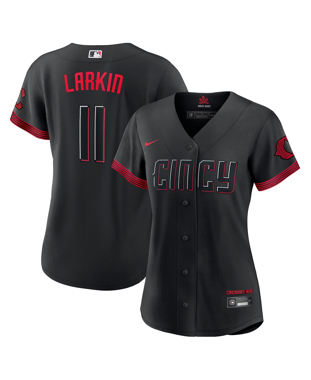 Женская черная футболка Cincinnati Reds Barry Larkin 2023 City Connect Replica Player Jersey Nike, черный