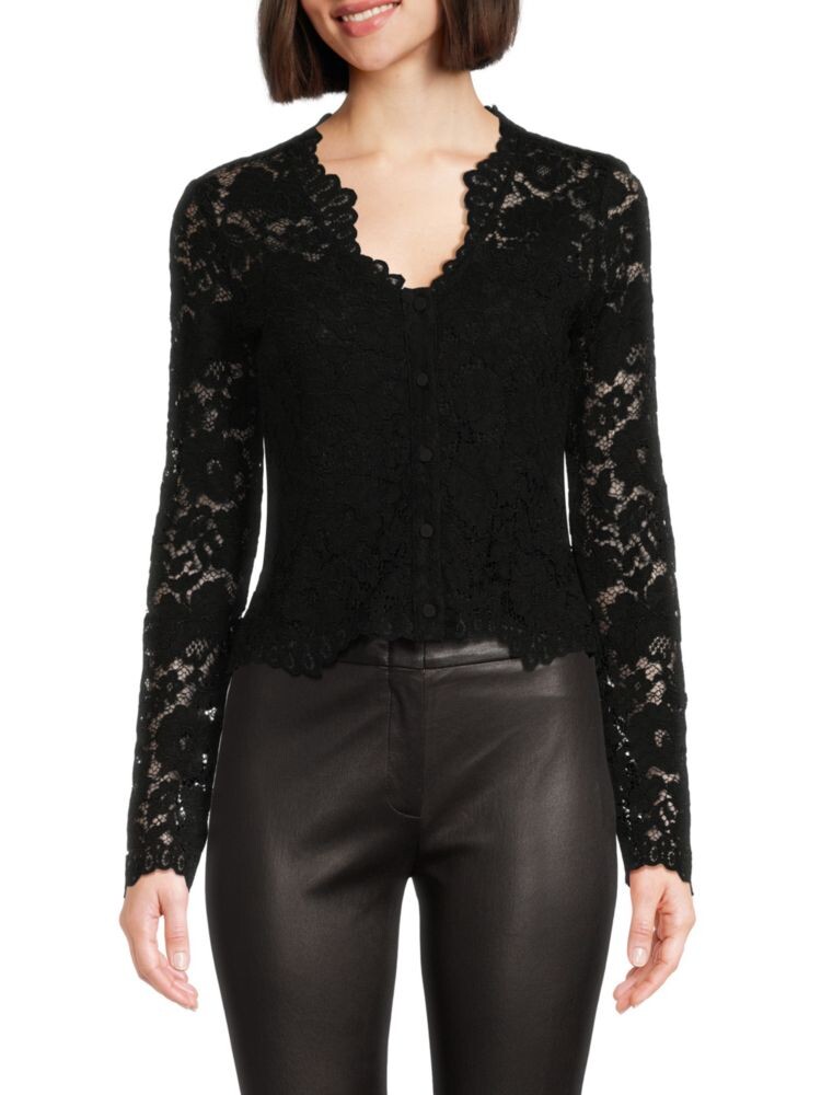 

Кружевной топ на пуговицах Serafina Derek Lam 10 Crosby, черный