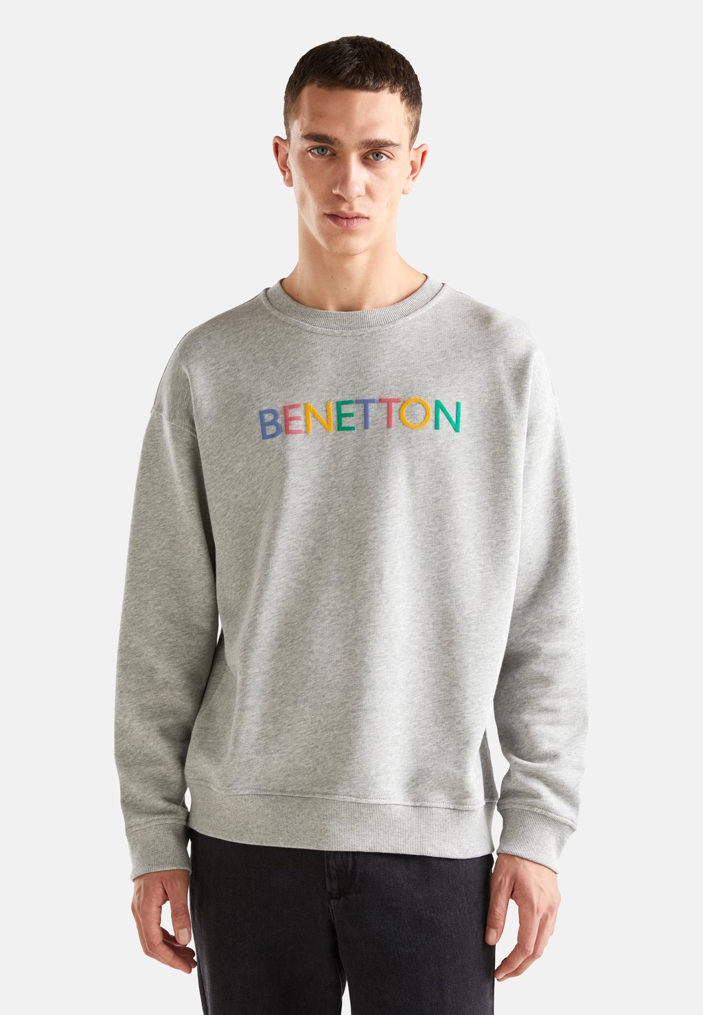 Толстовка CREW NECK WITH LOGO PRINT United Colors of Benetton, цвет grey толстовка with logo print united colors of benetton цвет red