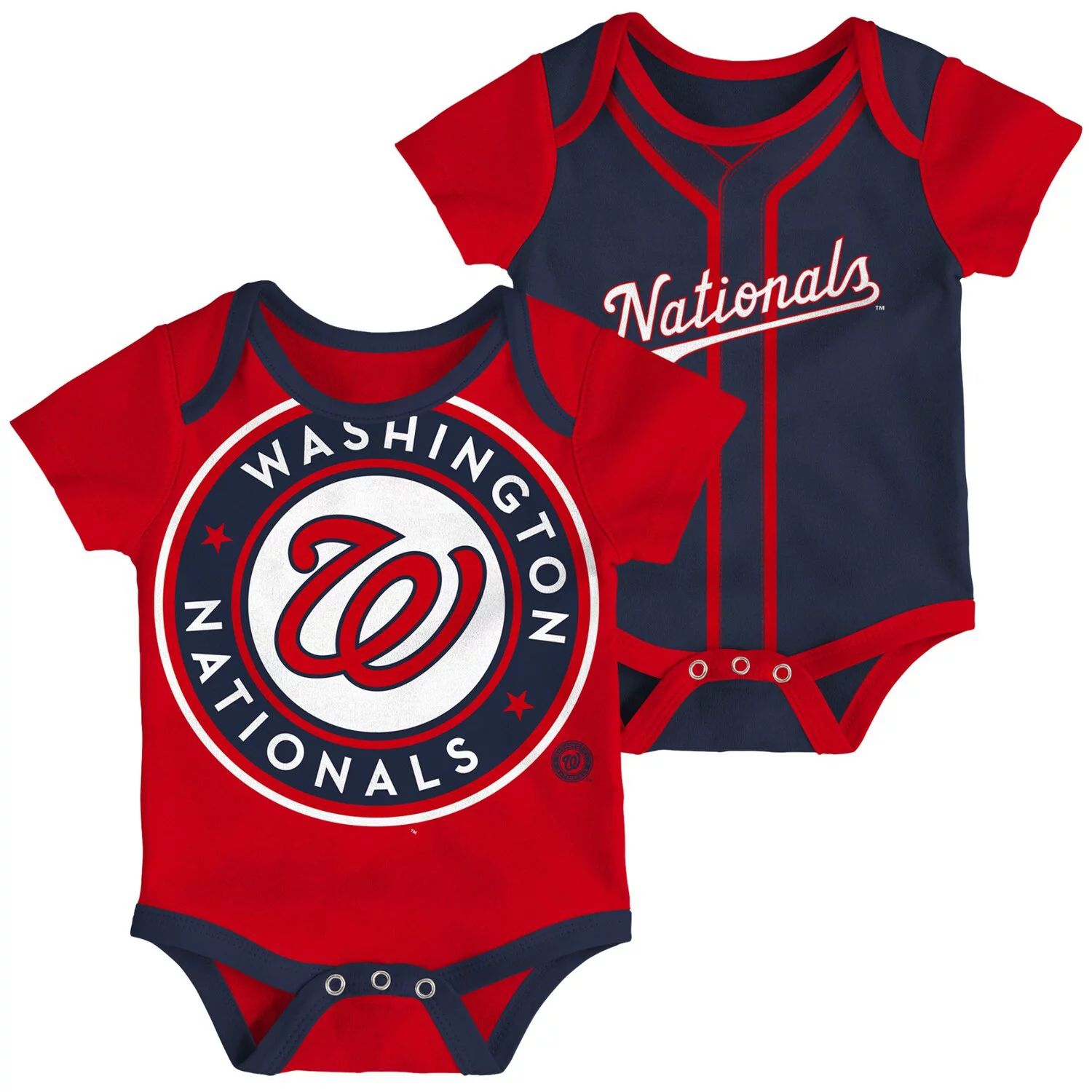 цена Комплект из 2 двойных боди для младенцев, красный/темно-синий Washington Nationals Outerstuff