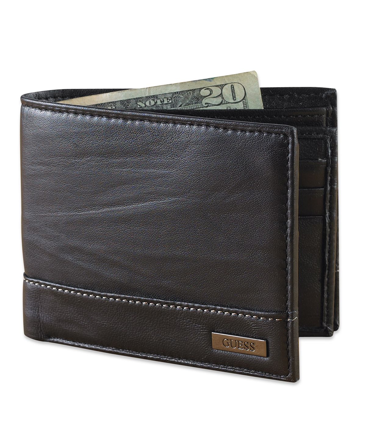 Мужской кожаный кошелек двойного сложения GUESS цена и фото