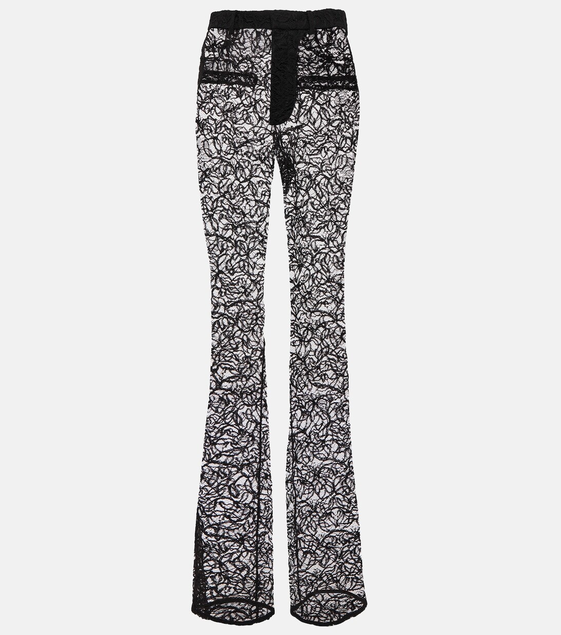

Расклешенные кружевные брюки с высокой посадкой SAINT LAURENT, черный