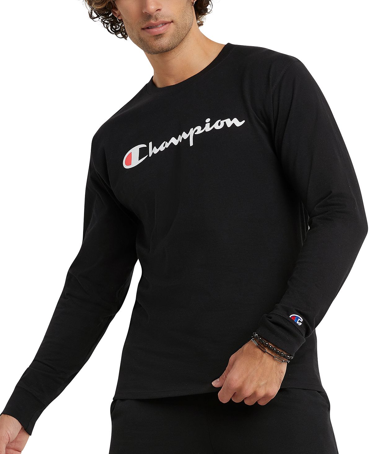 цена Мужская футболка с длинным рукавом и надписью-логотипом Champion