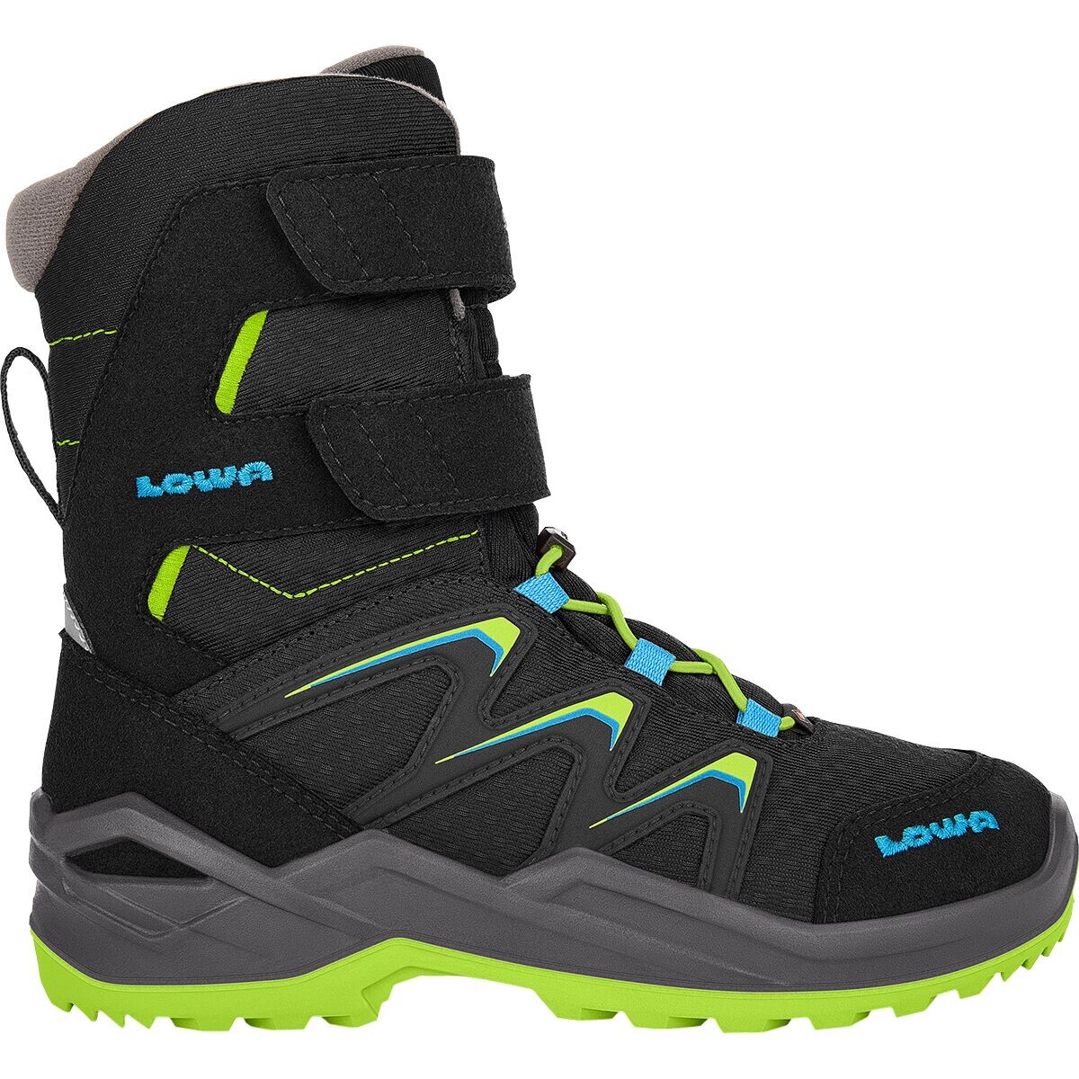 

Ботинки maddox warm gtx hi jr — детские Lowa, цвет black/lime